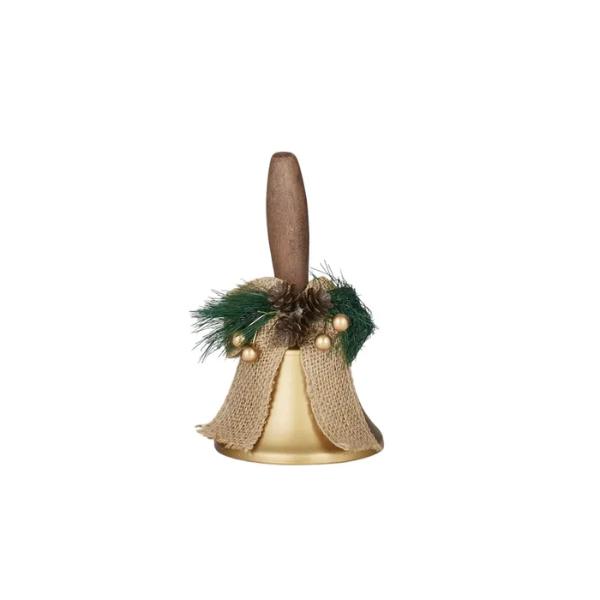 Gold Christmas Metal Bell - 18cm x 13cm x 10cm