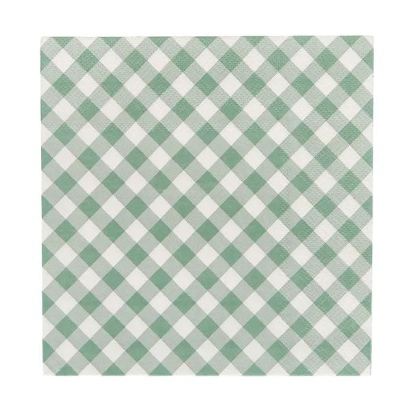 Sage Check 20pk 3 Ply Napkin Sage/Whi