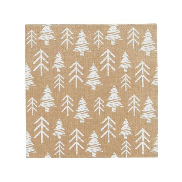 20 Pack Christmas Natural Tree 3Ply Napkins - 33cm