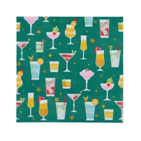 20 Pack Christmas Green 3Ply Cin Cin Luncheon Napkins - 33cm