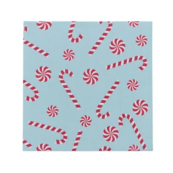 20 Pack Christmas Blue Candy 3Ply Napkin - 33cm
