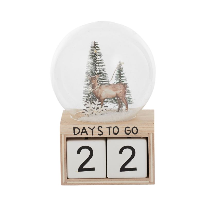Wooden Deer Dome Calendar - 12cm x 12cm x 18cm