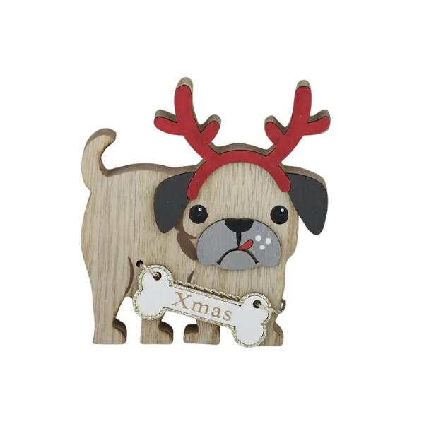 Natural Wooden Christmas Dog Antlers - 10cm x 11cm