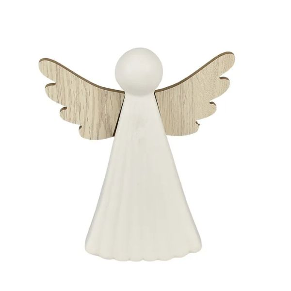 White Ceramic Angel Decoration - 15cm x 5cm x 16.5cm