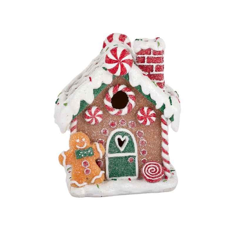 Multi Gingerbread Poly House - 12cm x 11cm x 12cm