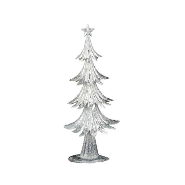 White Metal Christmas Tree - 17cm x 9cm x 40cm