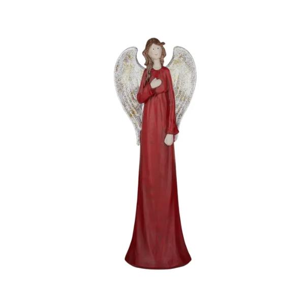 Angel Polyresin 16x44cm Red/Gold