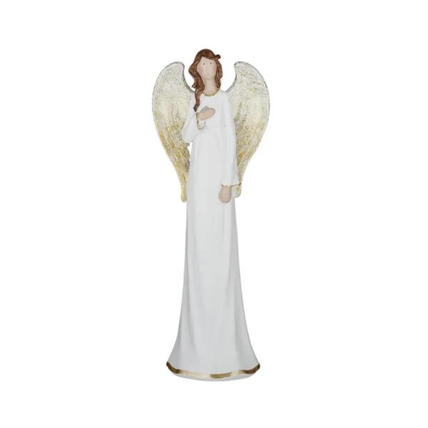 White & Gold Polyresin Angel - 16cm x 44cm