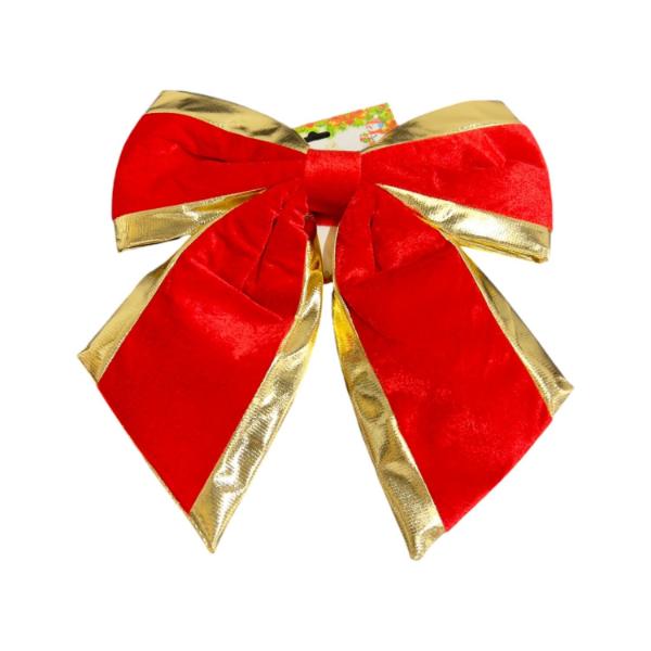 Gold & Red Ribbon Bow - 37cm