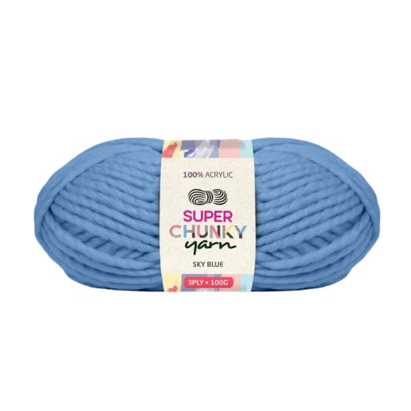 Sky Blue 100% Acrylic Super Chunky 3Ply Yarn - 100g
