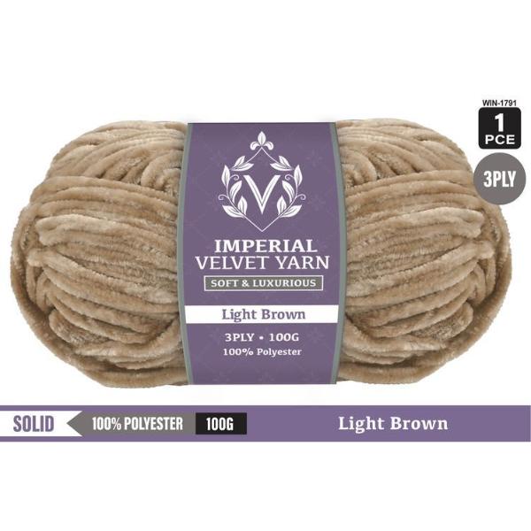 Imperial Velvet Light Brown 100% Polyester 3Ply Yarn - 100g