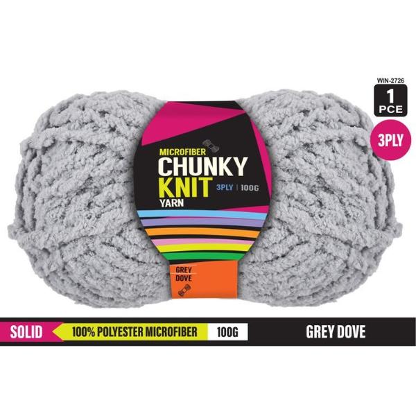 Grey Dove Microfibre Chunky 3Ply Knit Yarn - 100g