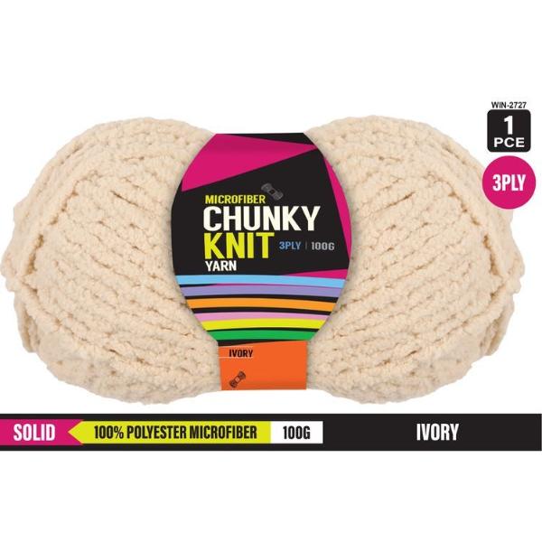Ivory Microfibre Chunky 3Ply Knit Yarn - 100g