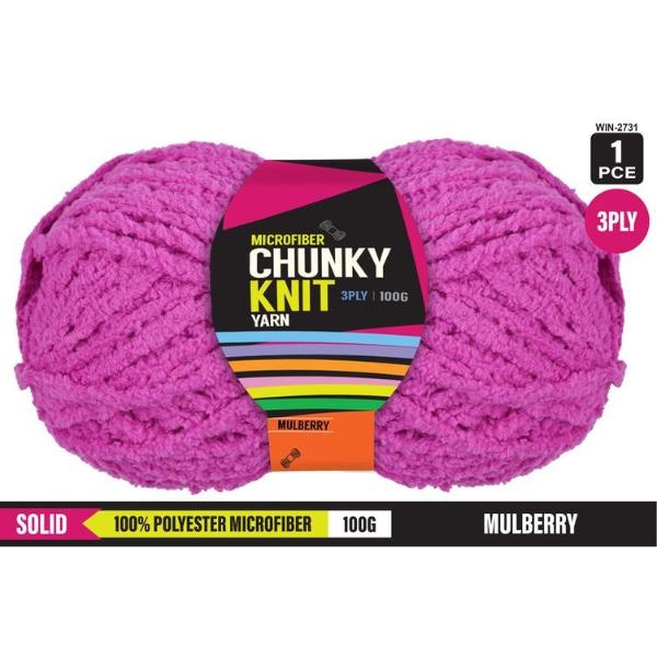 Mulberry Microfibre Chunky 3Ply Knit Yarn - 100g