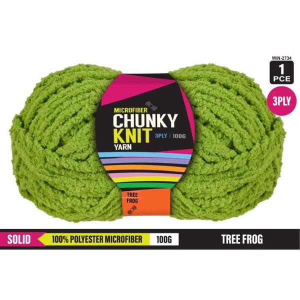 Tree Frog Microfibre Chunky 3Ply Knit Yarn - 100g
