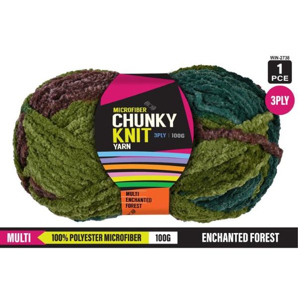 Multi Enchanted Forest Microfibre Chunky 3Ply Knit Yarn - 100g