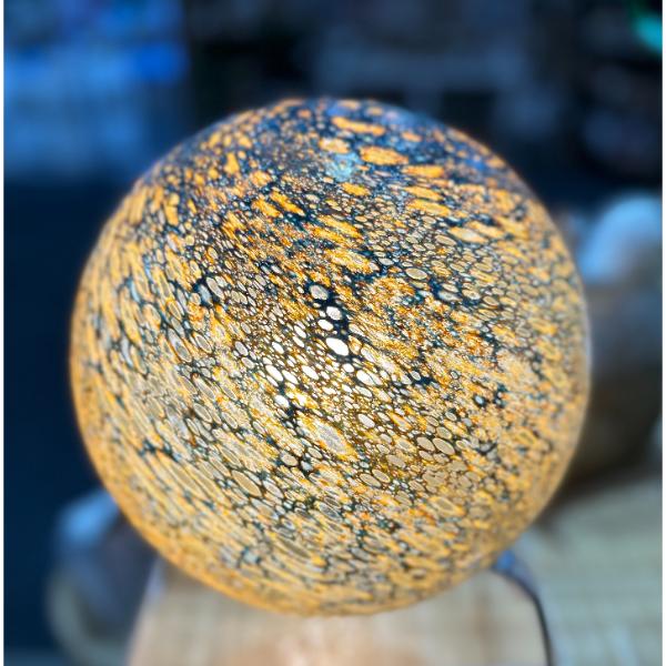 Large Nexos Amber Glass Light Ball - 28.5cm x 28.5cm x 28cm