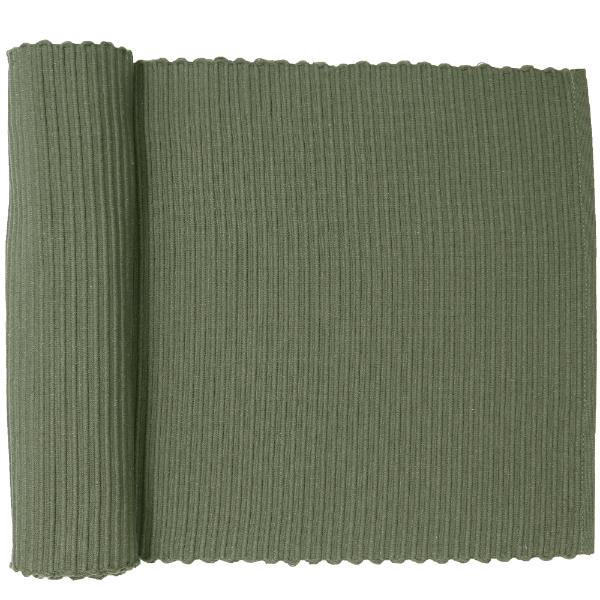 Olive Ribbed Eco Table Runner - 180cm
