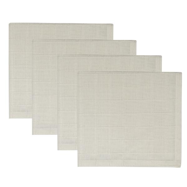 4 Piece White Checked Napkins - 45cm