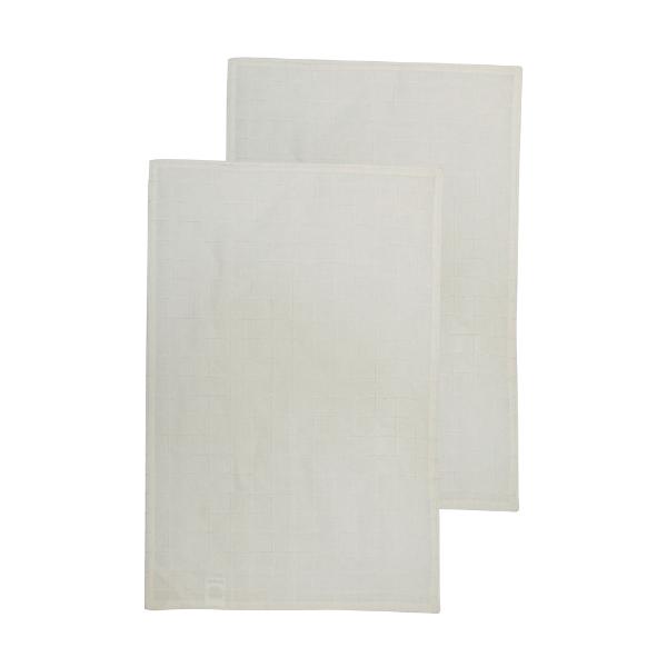 2 Piece White Checked Tea Towels - 45x70cm