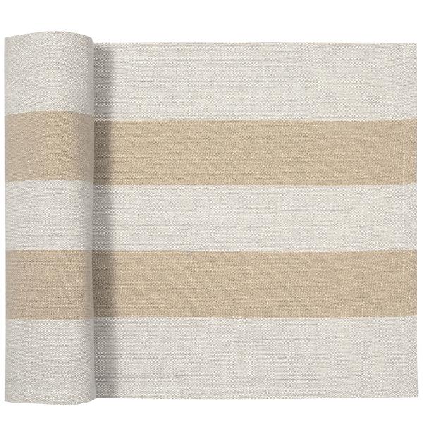 Taupe Striped Eco Table Runner - 180cm