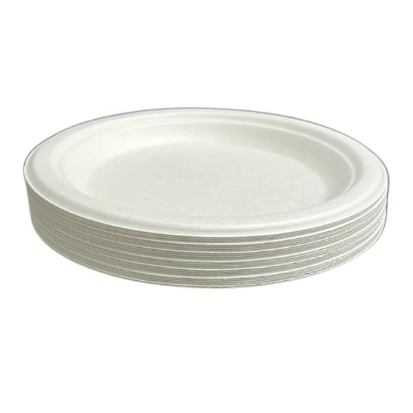 25 Pack Eco Friendly Zafpack Round Sugarcane Plates - 17.5cm