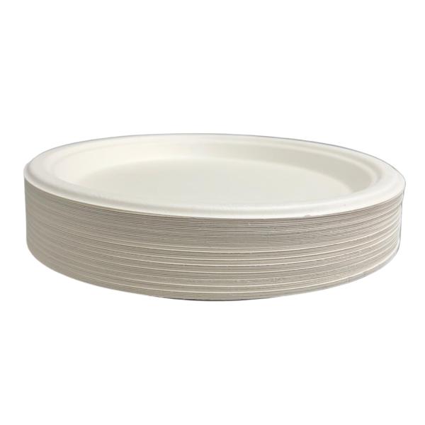 50 Pack Eco Friendly Zafpack Round Sugarcane Plates - 23cm