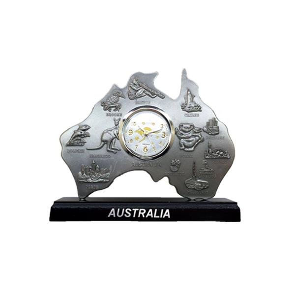 Black & Grey Australian Map Clock