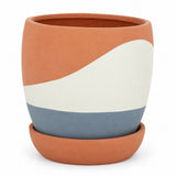 Load image into Gallery viewer, Blue Spliced Ceramic Pot and Saucer 14cm planter from The Base Warehouse
