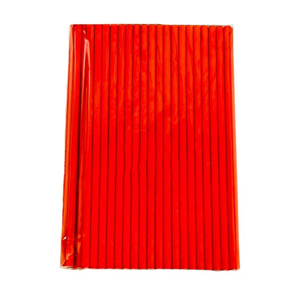 80 Pack Orange Paper Straws - 0.6cm x 19.7cm
