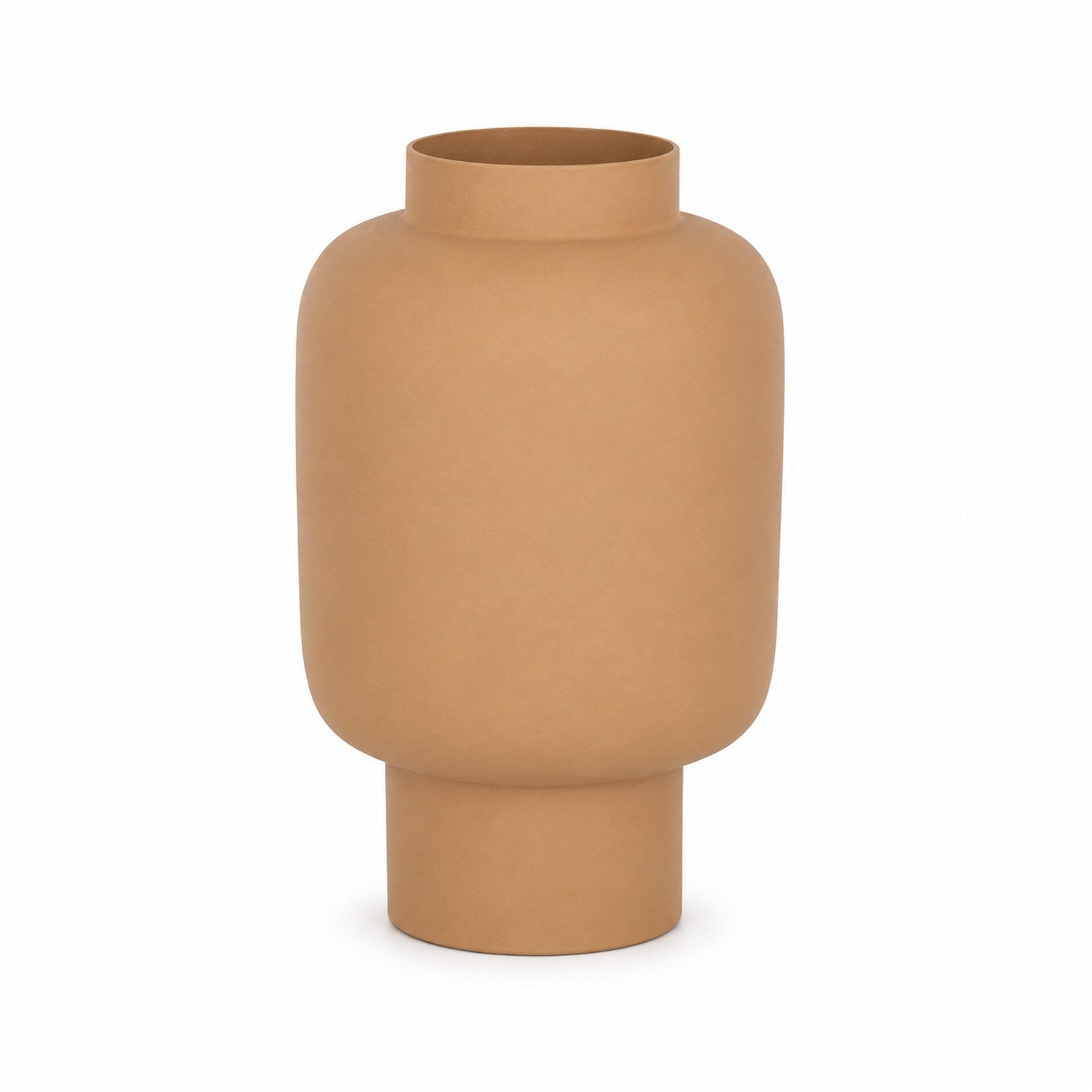 Micah Metal Vase 13cm x 20.5cm tan ceramic look vase from The Base Warehouse