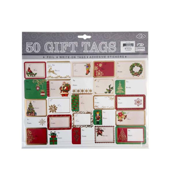 50 Pack Foiled Xmas Gift Tags