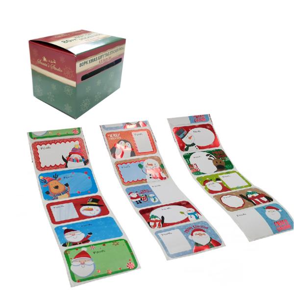 80 Pack Xmas Gift Tag Sticker Roll