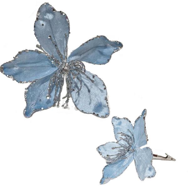 Blue Xmas Flower Clip