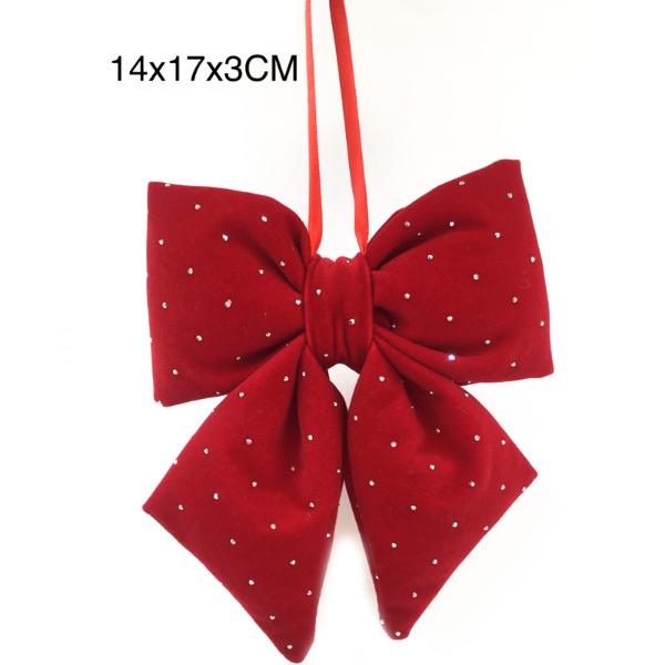 Red Puffy Bow With Diamond - 17cm