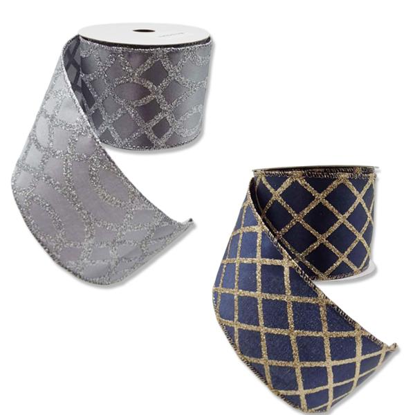 Glitter Patterned Ribbon - 6.3cm x 5m
