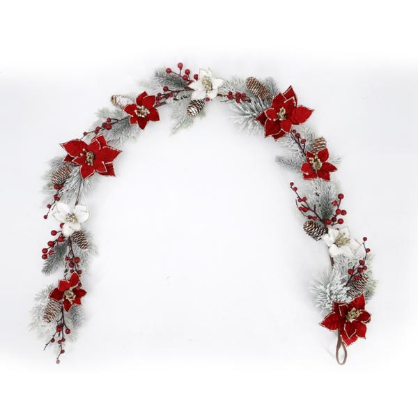 Snowy Berries & Pine Flower Garland - 174cm