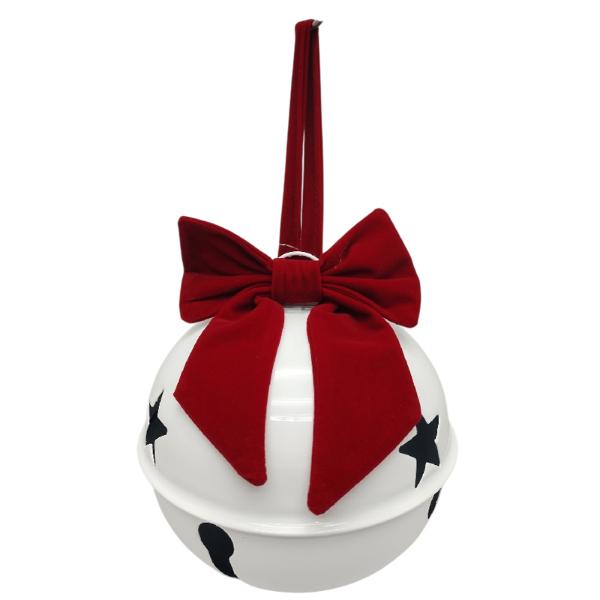 White Xmas Giant Bell With Bow - 18cm