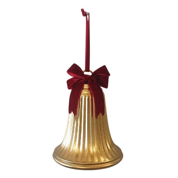 Gold Xmas Bell With Bow - 32cm