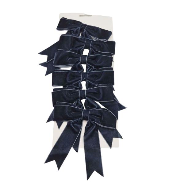 6 Pack Blue Velvet Bows - 15cm