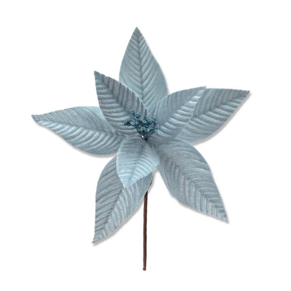 Light Blue Xmas Flower - 24cm