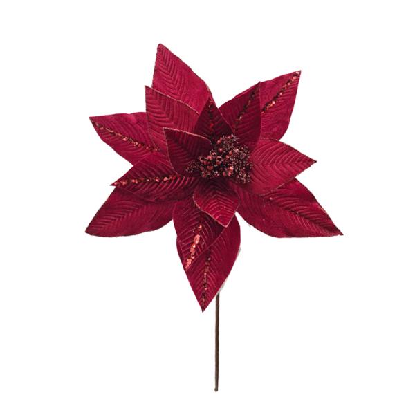 Deep Red Xmas Flower Stem - 33x50cm