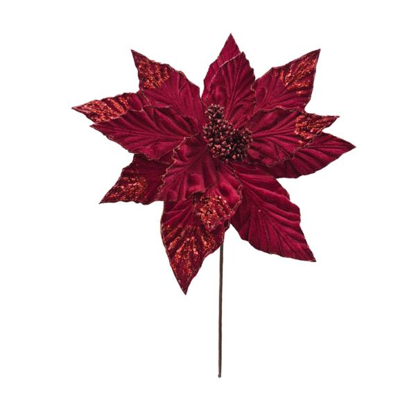 Deep Red Xmas Flower Stem - 38x50cm