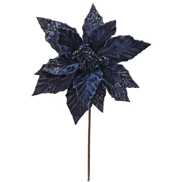 Deep Blue Xmas Flower Stem - 38x50cm