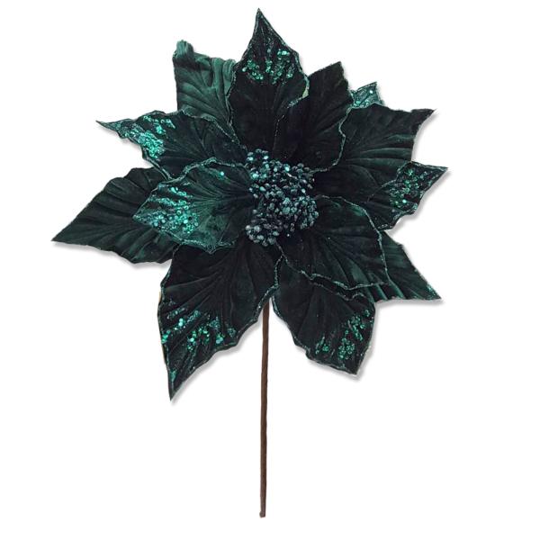 Deep Green Xmas Flower Stem - 38x50cm