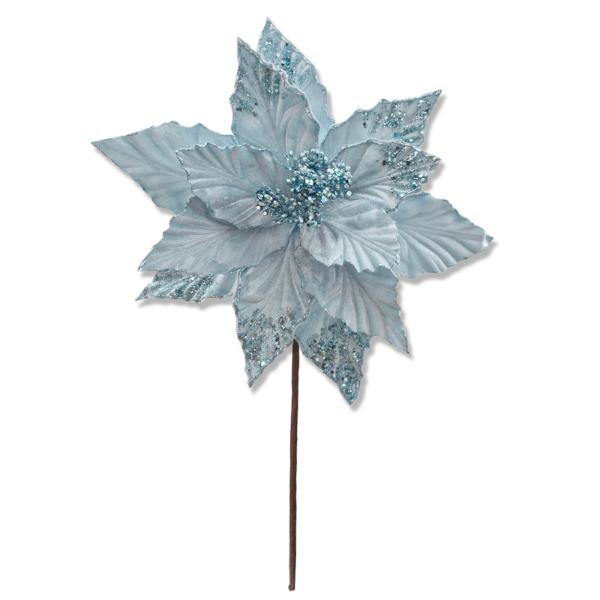 Light Blue Xmas Flower Stem - 38x50cm