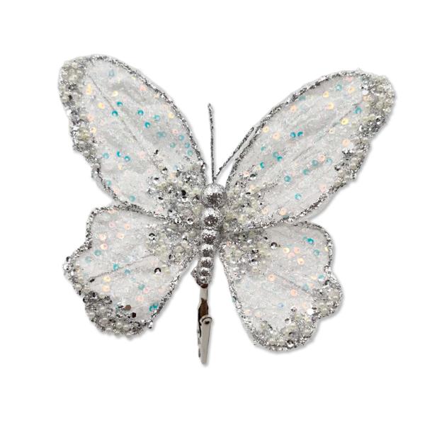 White Butterfly Clip - 16cm