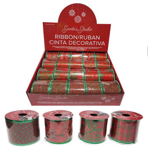 Assorted Red & Green Xmas Ribbon - 274cm