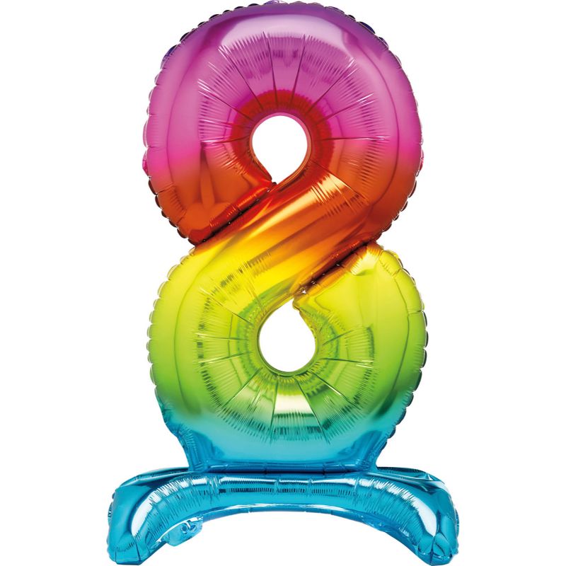 Rainbow "8" Giant Standing Air Filled Numeral Foil Balloon - 76.2cm
