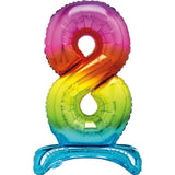 Load image into Gallery viewer, Rainbow &quot;8&quot; Giant Standing Air Filled Numeral Foil Balloon - 76.2cm
